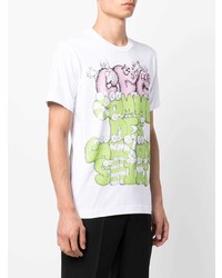 weißes bedrucktes T-Shirt mit einem Rundhalsausschnitt von Comme Des Garcons SHIRT