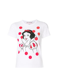 weißes bedrucktes T-Shirt mit einem Rundhalsausschnitt von Comme Des Garçons Girl