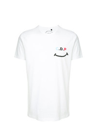weißes bedrucktes T-Shirt mit einem Rundhalsausschnitt von Commune De Paris