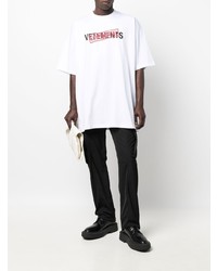 weißes bedrucktes T-Shirt mit einem Rundhalsausschnitt von Vetements