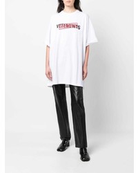 weißes bedrucktes T-Shirt mit einem Rundhalsausschnitt von Vetements