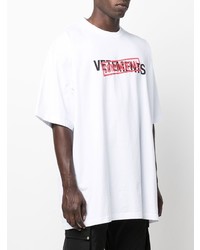 weißes bedrucktes T-Shirt mit einem Rundhalsausschnitt von Vetements