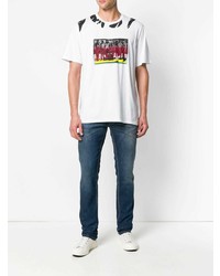 weißes bedrucktes T-Shirt mit einem Rundhalsausschnitt von Just Cavalli