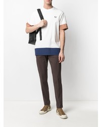 weißes bedrucktes T-Shirt mit einem Rundhalsausschnitt von Fred Perry