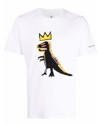 weißes bedrucktes T-Shirt mit einem Rundhalsausschnitt von Converse