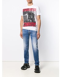 weißes bedrucktes T-Shirt mit einem Rundhalsausschnitt von DSQUARED2