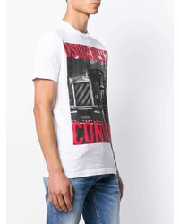 weißes bedrucktes T-Shirt mit einem Rundhalsausschnitt von DSQUARED2