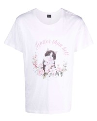 weißes bedrucktes T-Shirt mit einem Rundhalsausschnitt von COOL T.M
