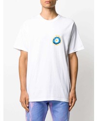 weißes bedrucktes T-Shirt mit einem Rundhalsausschnitt von Stussy