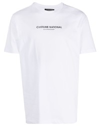 weißes bedrucktes T-Shirt mit einem Rundhalsausschnitt von costume national contemporary