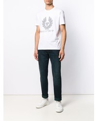 weißes bedrucktes T-Shirt mit einem Rundhalsausschnitt von Belstaff