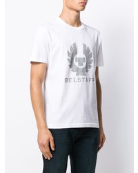 weißes bedrucktes T-Shirt mit einem Rundhalsausschnitt von Belstaff