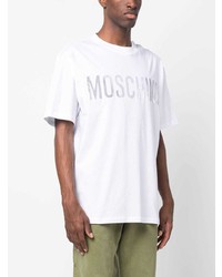 weißes bedrucktes T-Shirt mit einem Rundhalsausschnitt von Moschino