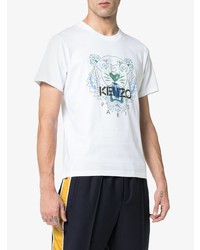 weißes bedrucktes T-Shirt mit einem Rundhalsausschnitt von Kenzo