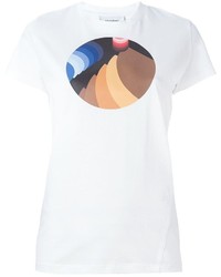 weißes bedrucktes T-Shirt mit einem Rundhalsausschnitt von Courreges