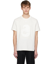 weißes bedrucktes T-Shirt mit einem Rundhalsausschnitt von Courrèges