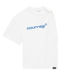 weißes bedrucktes T-Shirt mit einem Rundhalsausschnitt von Courrèges