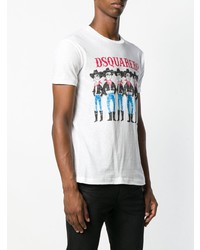 weißes bedrucktes T-Shirt mit einem Rundhalsausschnitt von DSQUARED2