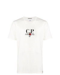 weißes bedrucktes T-Shirt mit einem Rundhalsausschnitt von CP Company
