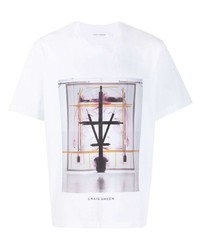 weißes bedrucktes T-Shirt mit einem Rundhalsausschnitt von Craig Green