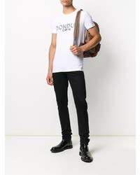 weißes bedrucktes T-Shirt mit einem Rundhalsausschnitt von Dondup