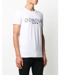 weißes bedrucktes T-Shirt mit einem Rundhalsausschnitt von Dondup