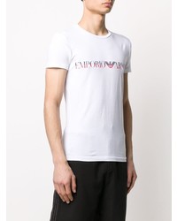 weißes bedrucktes T-Shirt mit einem Rundhalsausschnitt von Emporio Armani