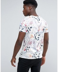 weißes bedrucktes T-Shirt mit einem Rundhalsausschnitt von Esprit