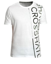 weißes bedrucktes T-Shirt mit einem Rundhalsausschnitt von Crosshatch