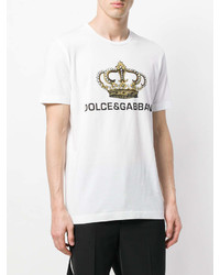 weißes bedrucktes T-Shirt mit einem Rundhalsausschnitt von Dolce & Gabbana