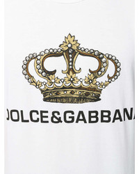 weißes bedrucktes T-Shirt mit einem Rundhalsausschnitt von Dolce & Gabbana