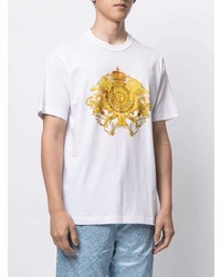 weißes bedrucktes T-Shirt mit einem Rundhalsausschnitt von VERSACE JEANS COUTURE