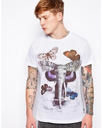 weißes bedrucktes T-Shirt mit einem Rundhalsausschnitt von Cuckoos Nest