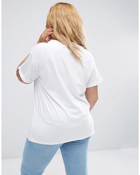 weißes bedrucktes T-Shirt mit einem Rundhalsausschnitt von Asos