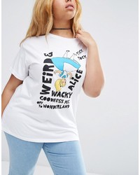 weißes bedrucktes T-Shirt mit einem Rundhalsausschnitt von Asos