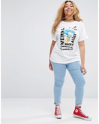 weißes bedrucktes T-Shirt mit einem Rundhalsausschnitt von Asos