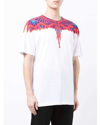 weißes bedrucktes T-Shirt mit einem Rundhalsausschnitt von Marcelo Burlon County of Milan