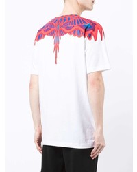 weißes bedrucktes T-Shirt mit einem Rundhalsausschnitt von Marcelo Burlon County of Milan