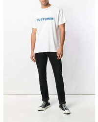 weißes bedrucktes T-Shirt mit einem Rundhalsausschnitt von Mr. Completely