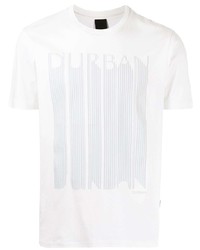 weißes bedrucktes T-Shirt mit einem Rundhalsausschnitt von D'urban