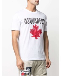 weißes bedrucktes T-Shirt mit einem Rundhalsausschnitt von DSQUARED2