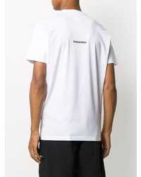 weißes bedrucktes T-Shirt mit einem Rundhalsausschnitt von DSQUARED2