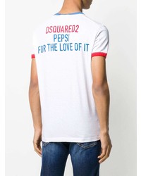 weißes bedrucktes T-Shirt mit einem Rundhalsausschnitt von DSQUARED2