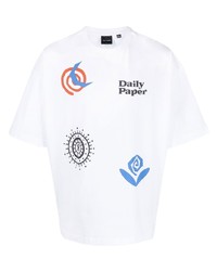 weißes bedrucktes T-Shirt mit einem Rundhalsausschnitt von Daily Paper