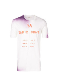 weißes bedrucktes T-Shirt mit einem Rundhalsausschnitt von Damir Doma