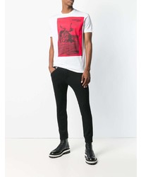 weißes bedrucktes T-Shirt mit einem Rundhalsausschnitt von DSQUARED2