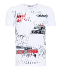 weißes bedrucktes T-Shirt mit einem Rundhalsausschnitt von DANIEL DAAF