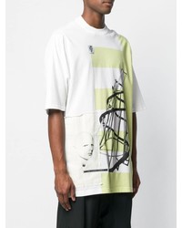 weißes bedrucktes T-Shirt mit einem Rundhalsausschnitt von Rick Owens DRKSHDW