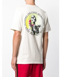 weißes bedrucktes T-Shirt mit einem Rundhalsausschnitt von Stussy