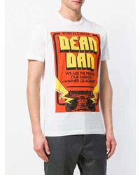 weißes bedrucktes T-Shirt mit einem Rundhalsausschnitt von DSQUARED2